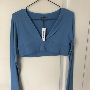 NWWT blue v neck crop top from Garage